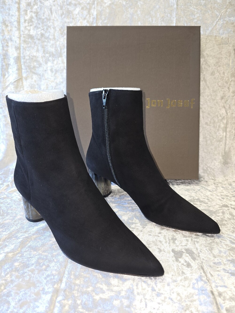Jon Josef Shoes Ciudad Black Suede Ankle Boots with Heels